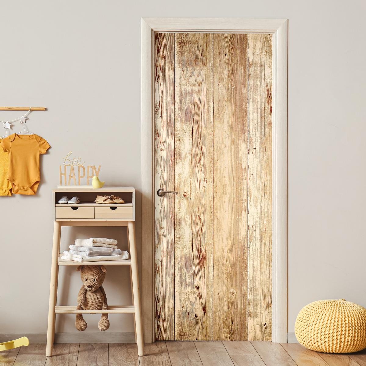 TÜRAUFKLEBER Holz - Vintage - Regal - Eiche 90x235 cm - Türtapete - Honigeiche, Kunststoff (90/0.1cm) - MuchoWow