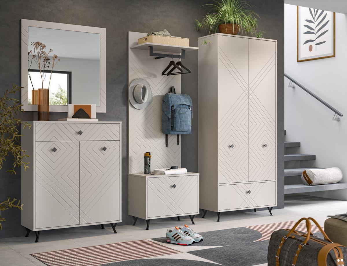 GARDEROBENBANK Sand matt 60 cm, Sitzbank mit Soft-Close - Sandfarben/Beige, Holzwerkstoff/Metall (60/50/35cm) - Inn.Furn