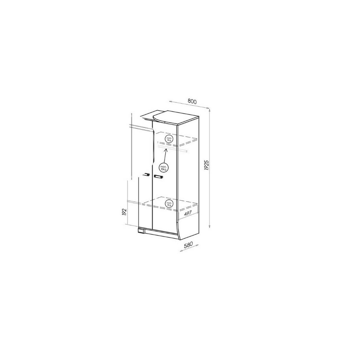 DREHTÜRENSCHRANK PALMERO 80/192,5/58cm 2-türig Braun - Eichefarben/Braun, Holzwerkstoff (80/192.5/58cm) - MASSENO