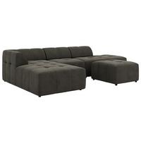 ECKSOFA GRIDA 4M L Dunkelgrau Velvet - Links - Dunkelgrau/Schwarz, Kunststoff/Textil (335/176cm) - MKS