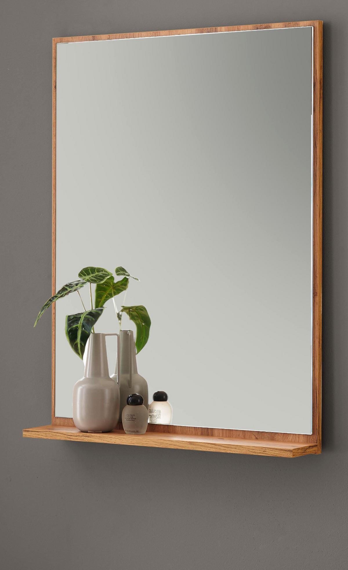 BADSPIEGEL Eiche Wotan, Wandspiegel mit Ablage 60 x 80 cm - Eiche Wotan, Glas/Holzwerkstoff (60/80/12cm) - Furn.Design