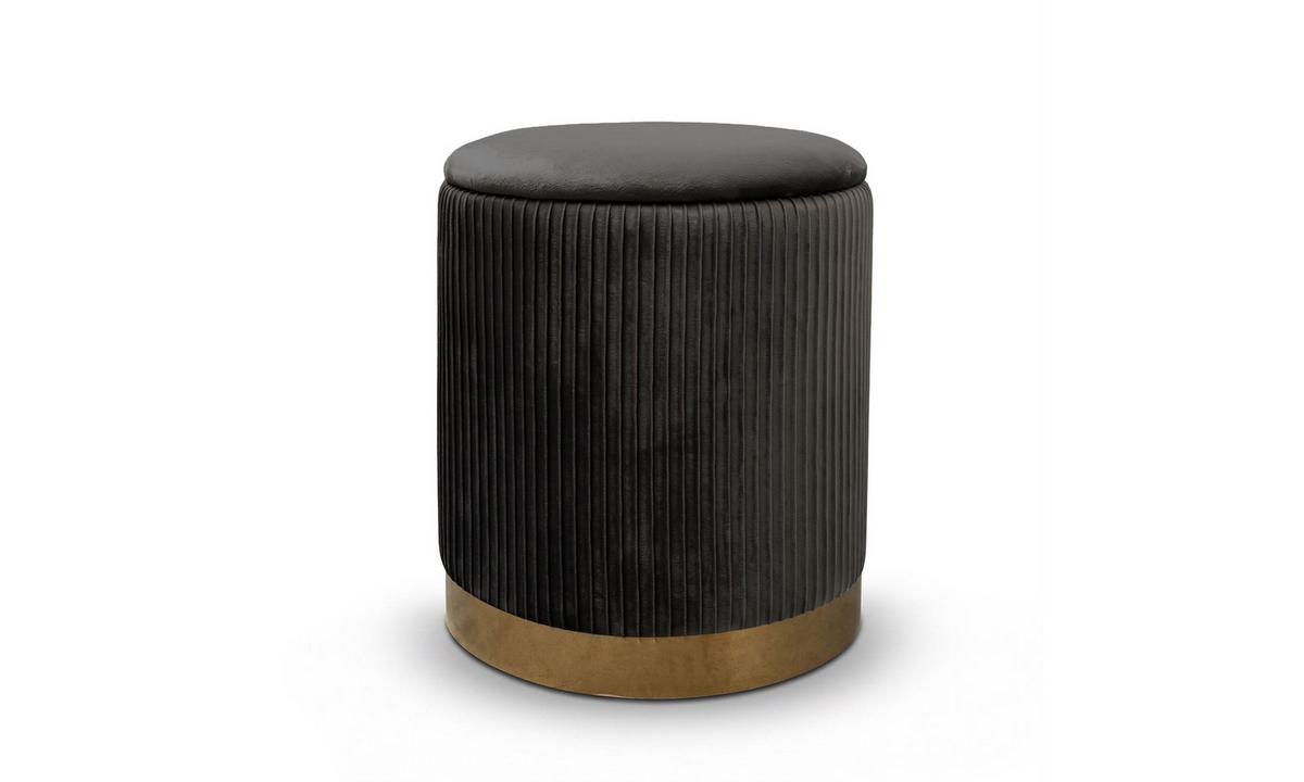 HOCKER-SET GEMINI 37/37/42 cm Schwarz - Goldfarben/Schwarz, Textil/Metall (37/42/37cm) - Lookway