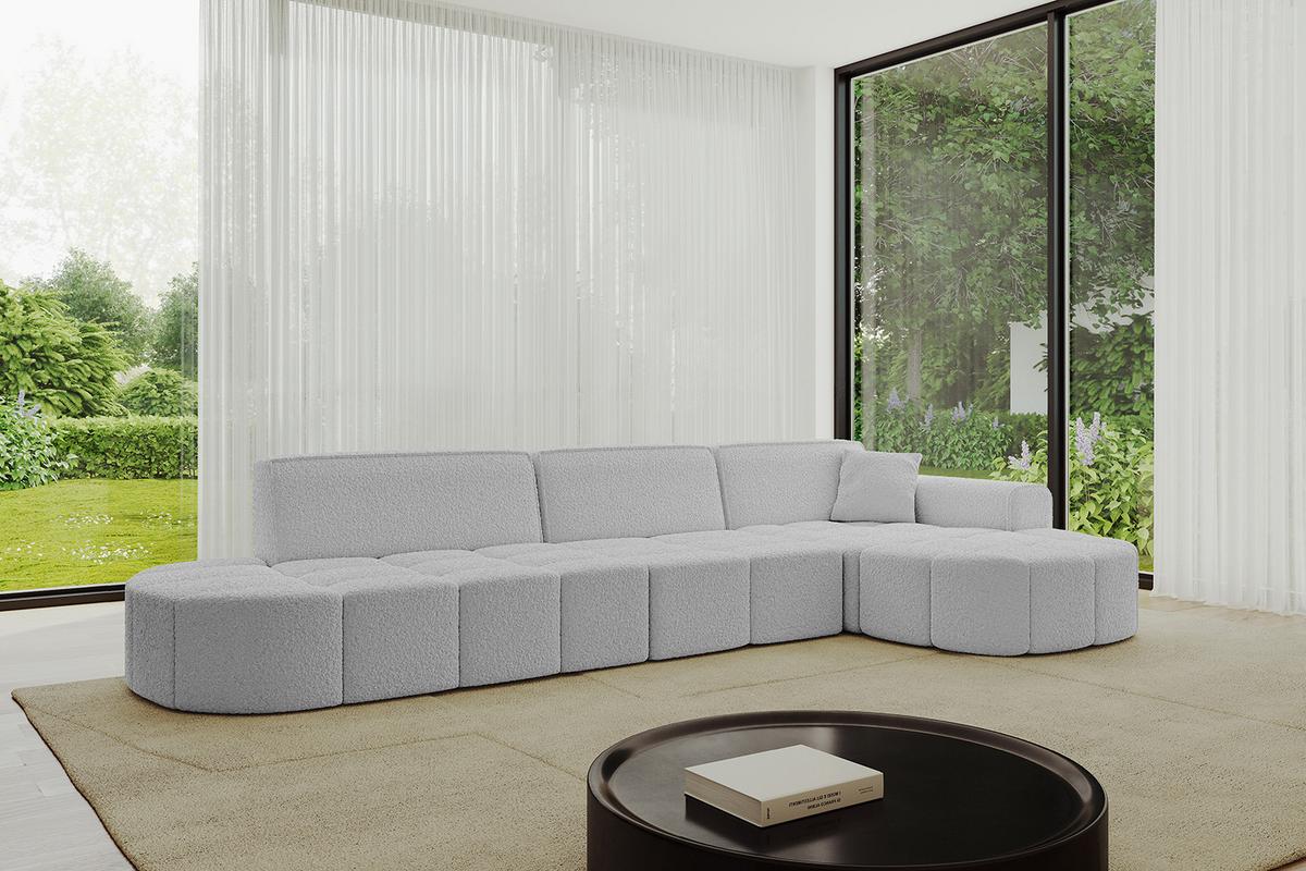 ECKSOFA Ottomane Rechts LIVO-L2 - 337x173x79,5 cm Hellgrau - Hellgrau, Holzwerkstoff/Textil (337/173cm) - ALTDECOR