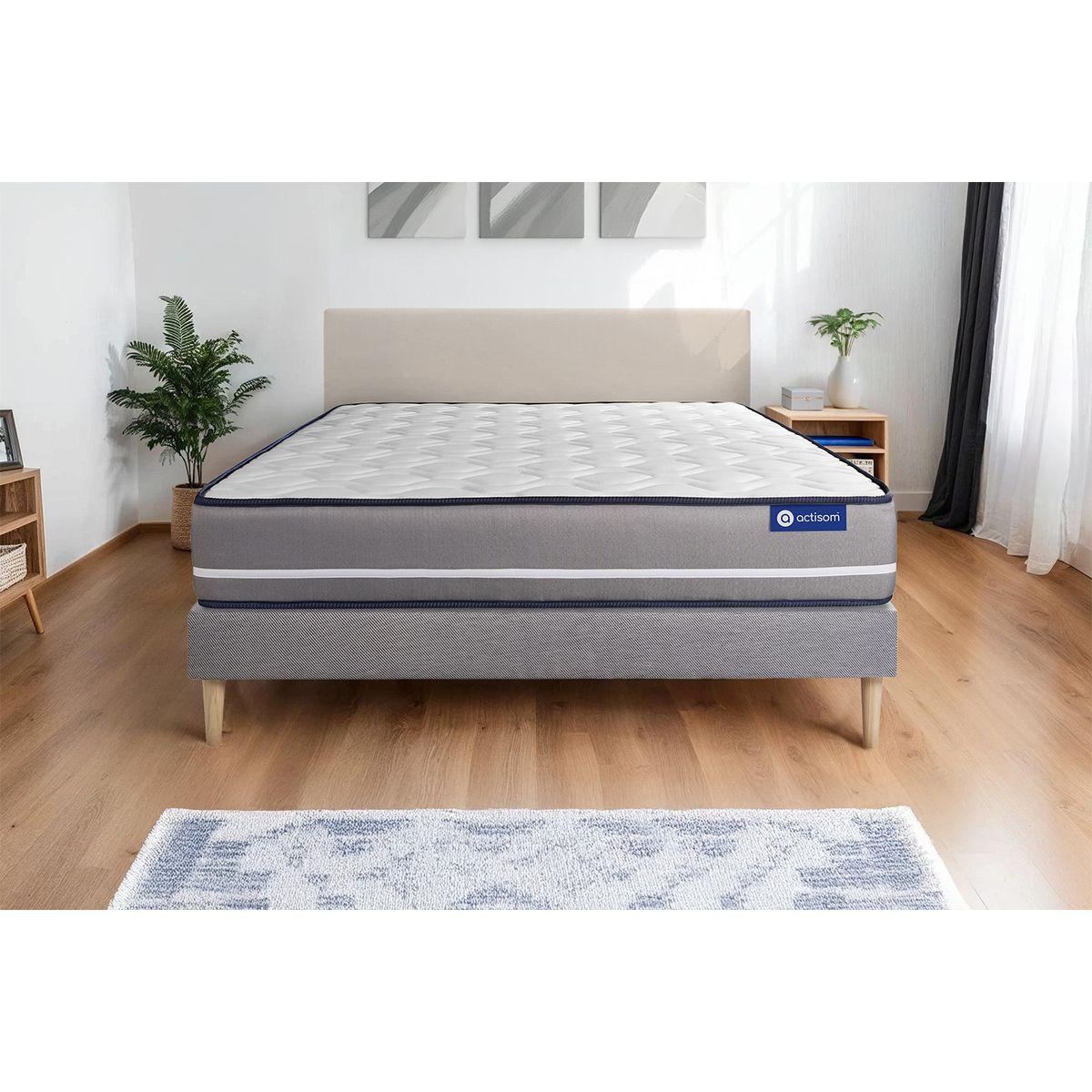 BETT Actimemo pur Memory-Schaum 160 x 220 cm h3 - Kit Bettgestell Grau - Beige/Grau, Karton/Holz (160/220cm) - ACTISOM