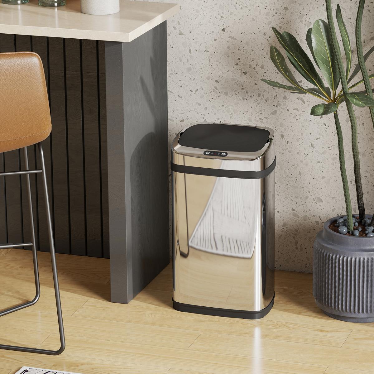 EDELSTAHL Automatik Sensor Mülleimer Abfalleimer Sensor viereckig 30L - Multicolor, Kunststoff (25/58/33cm) - HOMCOM