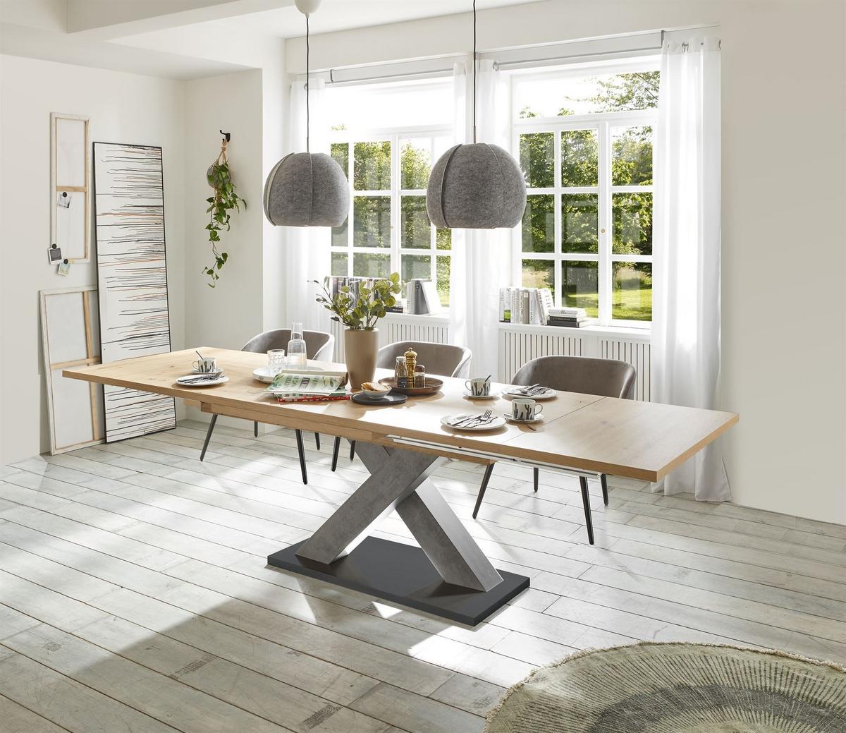 ESSTISCH ausziehbar Elene 160x90x76 Graphit/Asteiche - Eiche Artisan, Holzwerkstoff (160/90/76cm) - 58aufmkessel