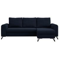 ECKSOFA Axel Samt Dunkelblau - Schwarz/Dunkelblau, Textil/Metall (242/140cm) - MKS