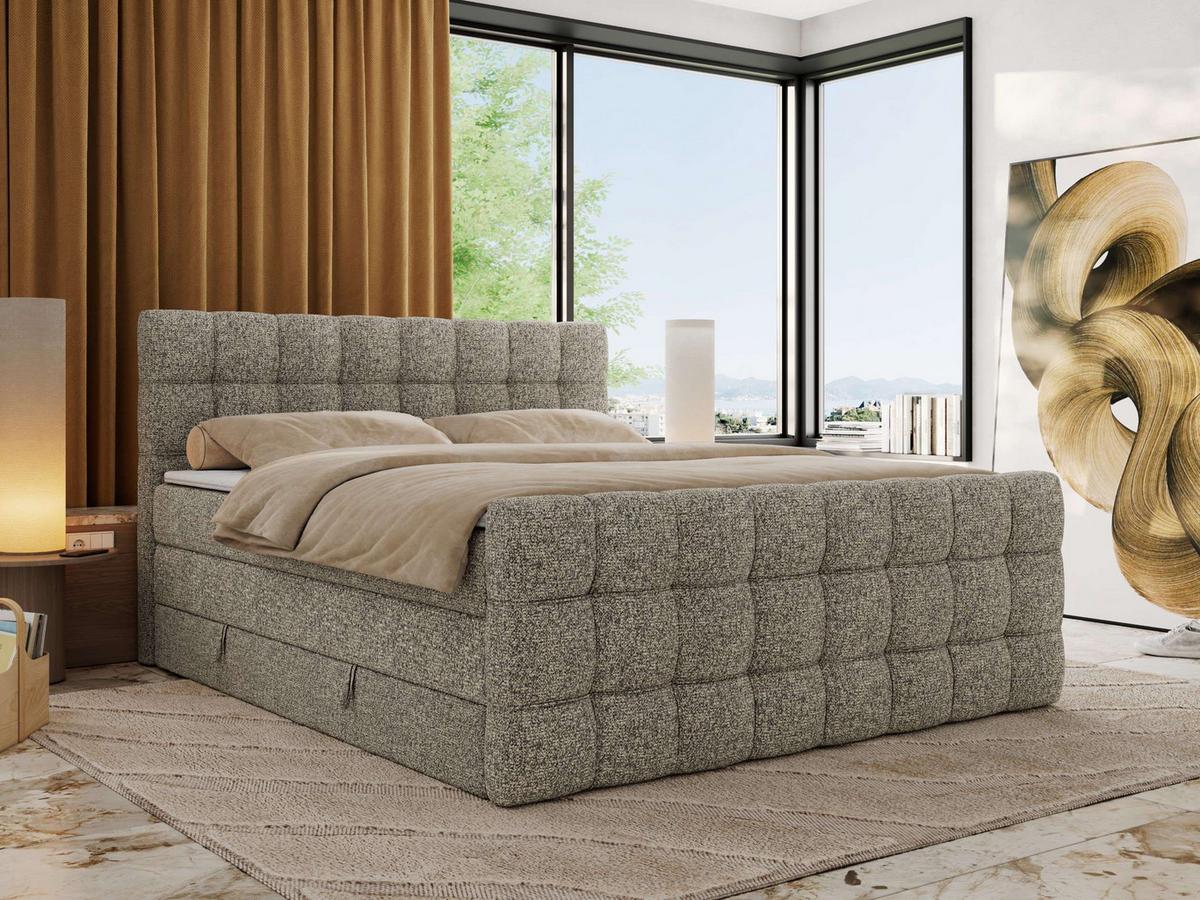 BOXSPRINGBETT ALTIVO KING DUO 160/200 - Grau Strukture - H4 - Grau, Textil (160/200cm) - MKS