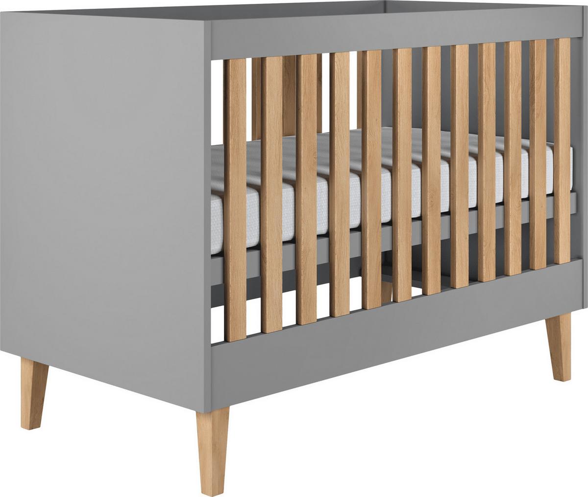 GITTERBETT Nesto Höhenverstellbar 60/120 cm Grau - Hellbraun/Braun, Holz/Holzwerkstoff (60/120cm) - WFL GROUP
