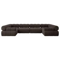 WOHNLANDSCHAFT modulares Sofa Birno-U2 - 380x190x70 cm Braun Velours - Braun, Holzwerkstoff/Textil (380/70/190cm) - ALTDECOR