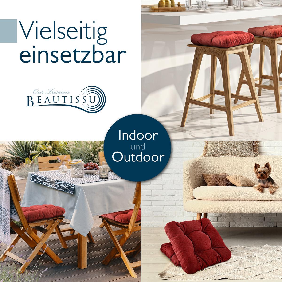 STUHLKISSEN HighLux SK 40x40x8cm Rot (4tlg) - Rot, Textil (40/40cm) - Beautissu 