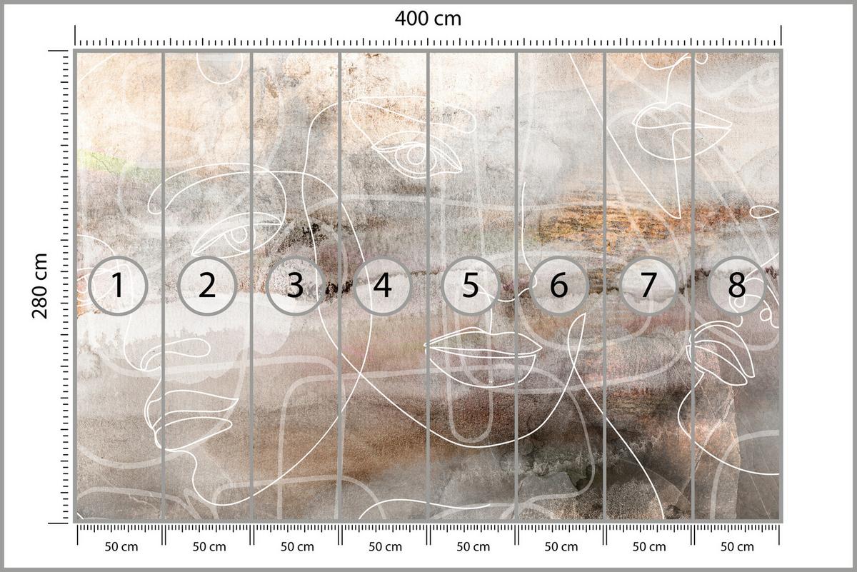 FOTOTAPETE für Wohnzimmer Gesichter Abstraktion 400x280 - Beige/Braun, Papier (400/280cm) - Muralo