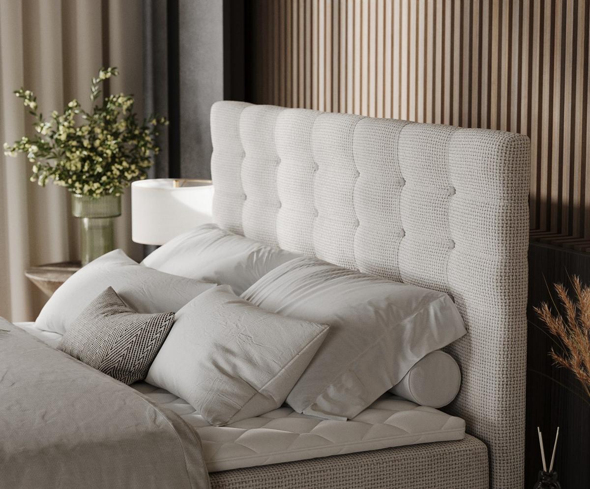 BOXBETT Niro 140/200 cm Creme im Bonita Stoff - Creme/Schwarz, Holz/Holzwerkstoff (140/200cm) - AltaBeds