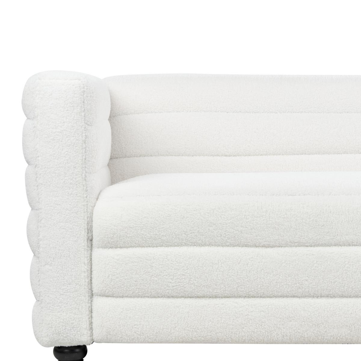 3-SITZER-SOFA Bouclé cremeweiß Hofn - Schwarz/Weiß, Textil (214/72/79cm) - Beliani