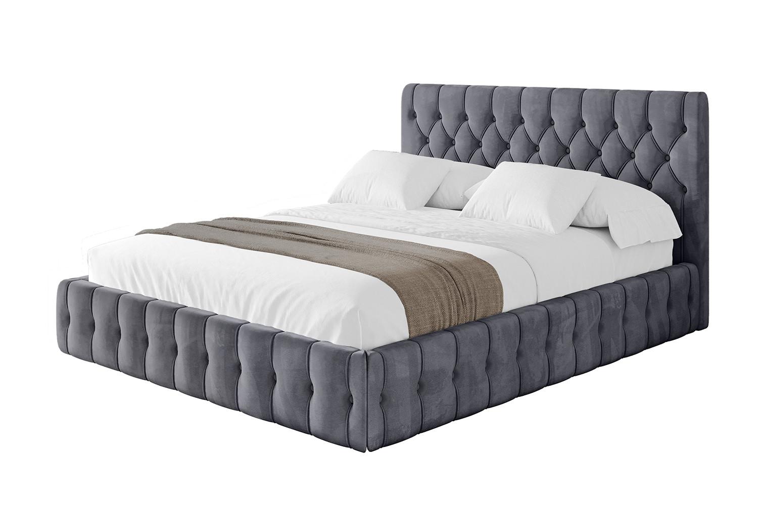POLSTERBETT mit Bettkasten und Lattenrost, Boxbett ohne Matratze - LARO 180x200 Dunkelgrau - Dunkelgrau, Holzwerkstoff/Textil (180/200cm) - ALTDECOR