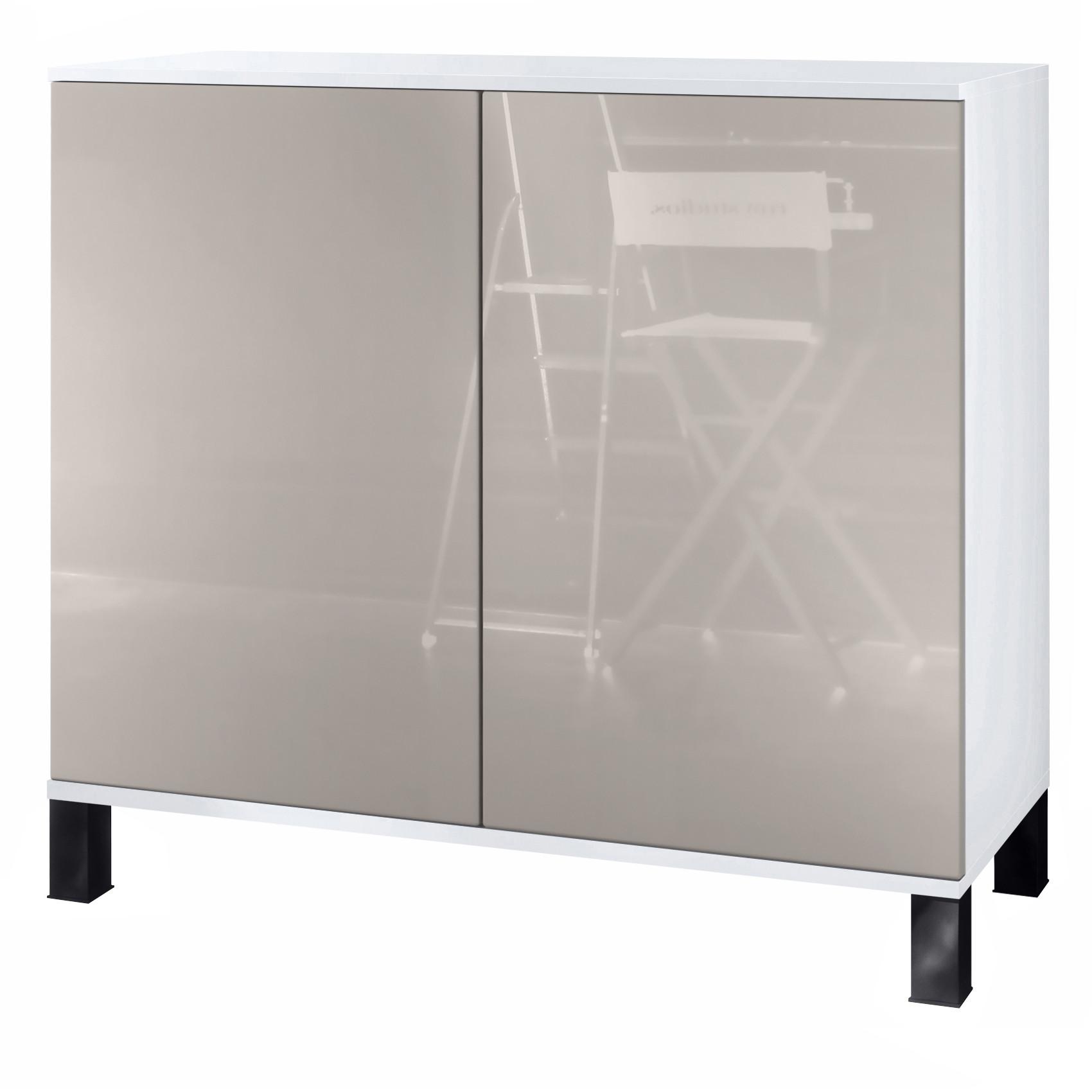 KOMMODE Skadu Sandgrau Hochglanz - Sandfarben, Holzwerkstoff (92.5/84.5/35cm) - Vladon