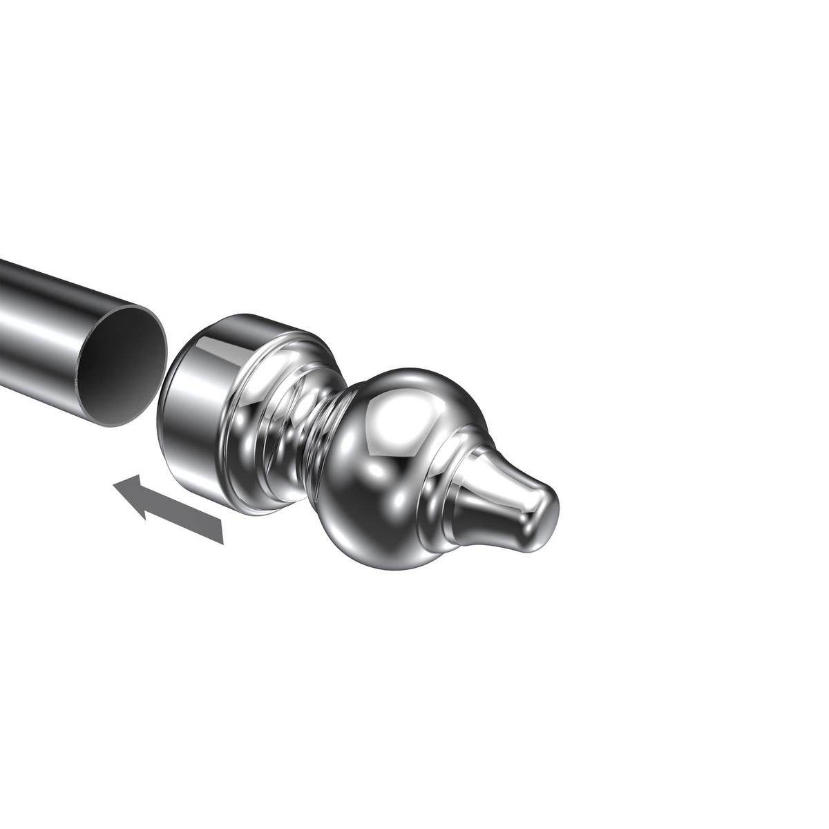 ENDSTÜCKE FÜR GARDINENSTANGEN 28 mm Ø, Rondo Chrom, Packung 2 Stück - Chromfarben, Kunststoff (8.8/4.3/4.3cm) - INTERDECO