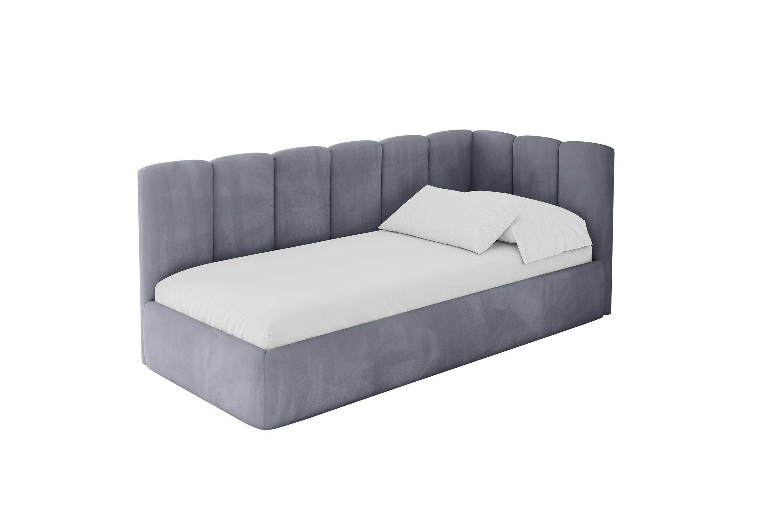 EINZELLBETT Jugendbett mit Bettkasten und Matratze H3/H4, Links - DEXY 100x200 Grau - Grau, Holzwerkstoff/Textil (100/200cm) - ALTDECOR