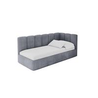 EINZELLBETT Jugendbett mit Bettkasten und Matratze H3/H4, Links - DEXY 80x200 Grau - Grau, Holzwerkstoff/Textil (80/200cm) - ALTDECOR