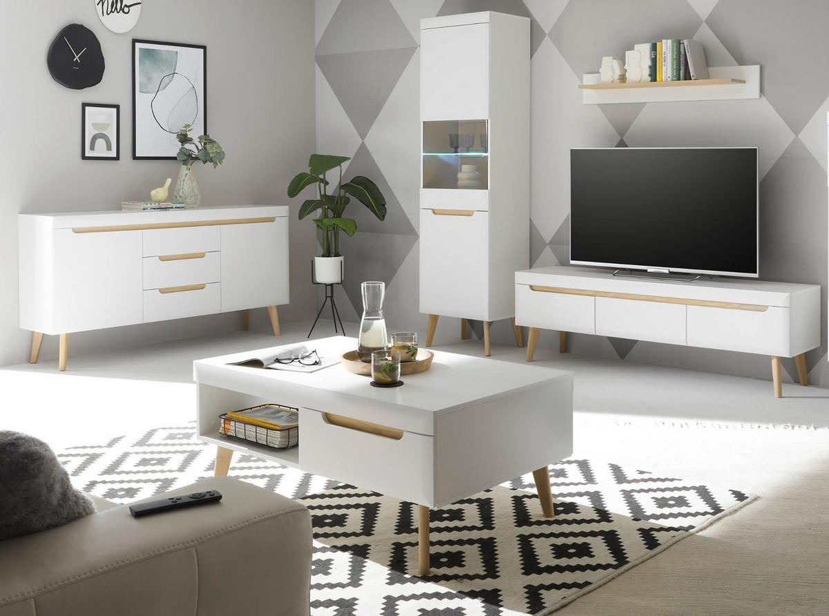 WANDBOARD weiß matt, Eiche, Wandregal 107 cm skandinavisches Design - Eichefarben/Weiß, Holzwerkstoff (107/19/17cm) - Furn.Design