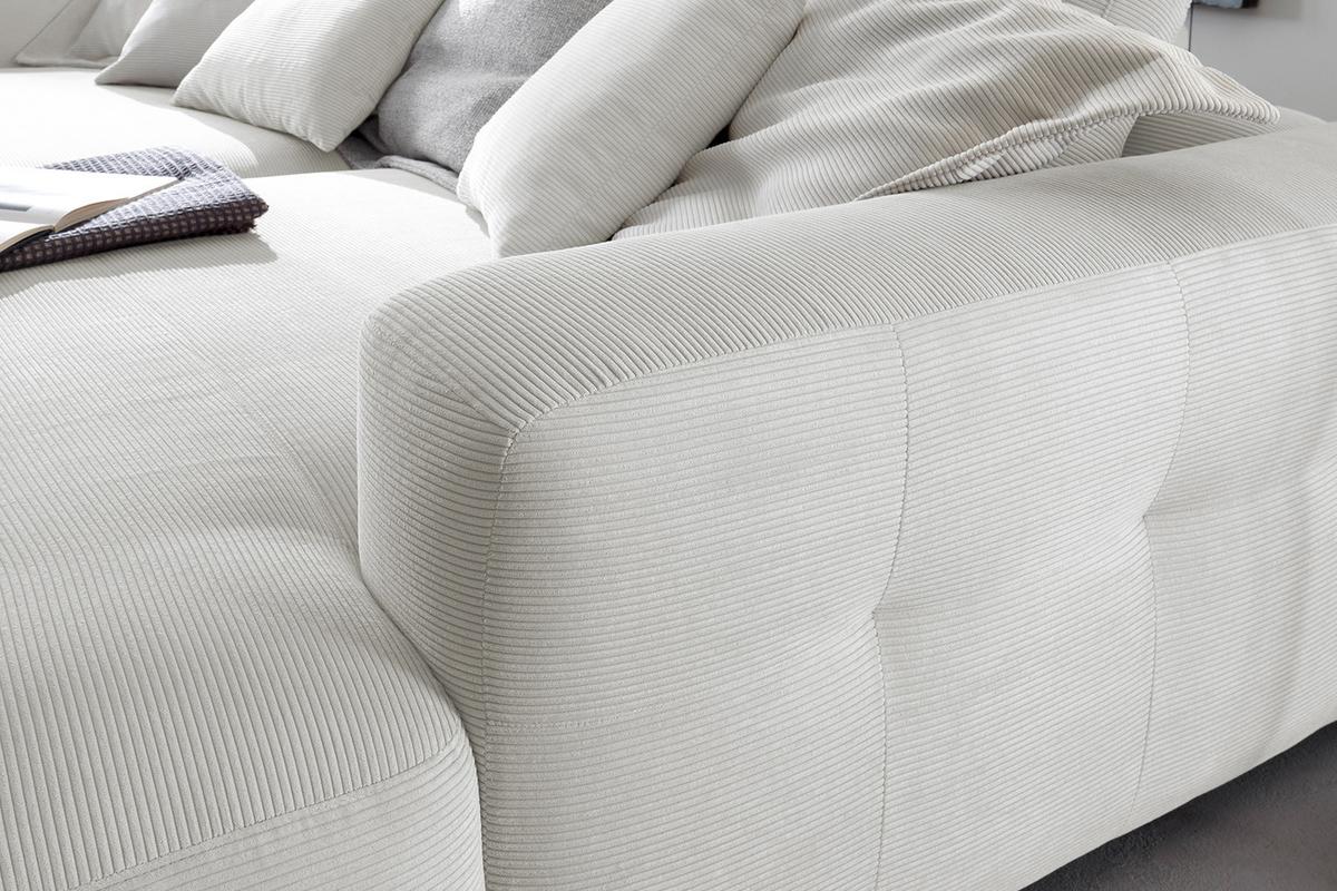 BIG SOFA MIKA Weiß Cord - Schwarz/Weiß, Kunststoff/Textil (300/86/167cm) - KAWOLA