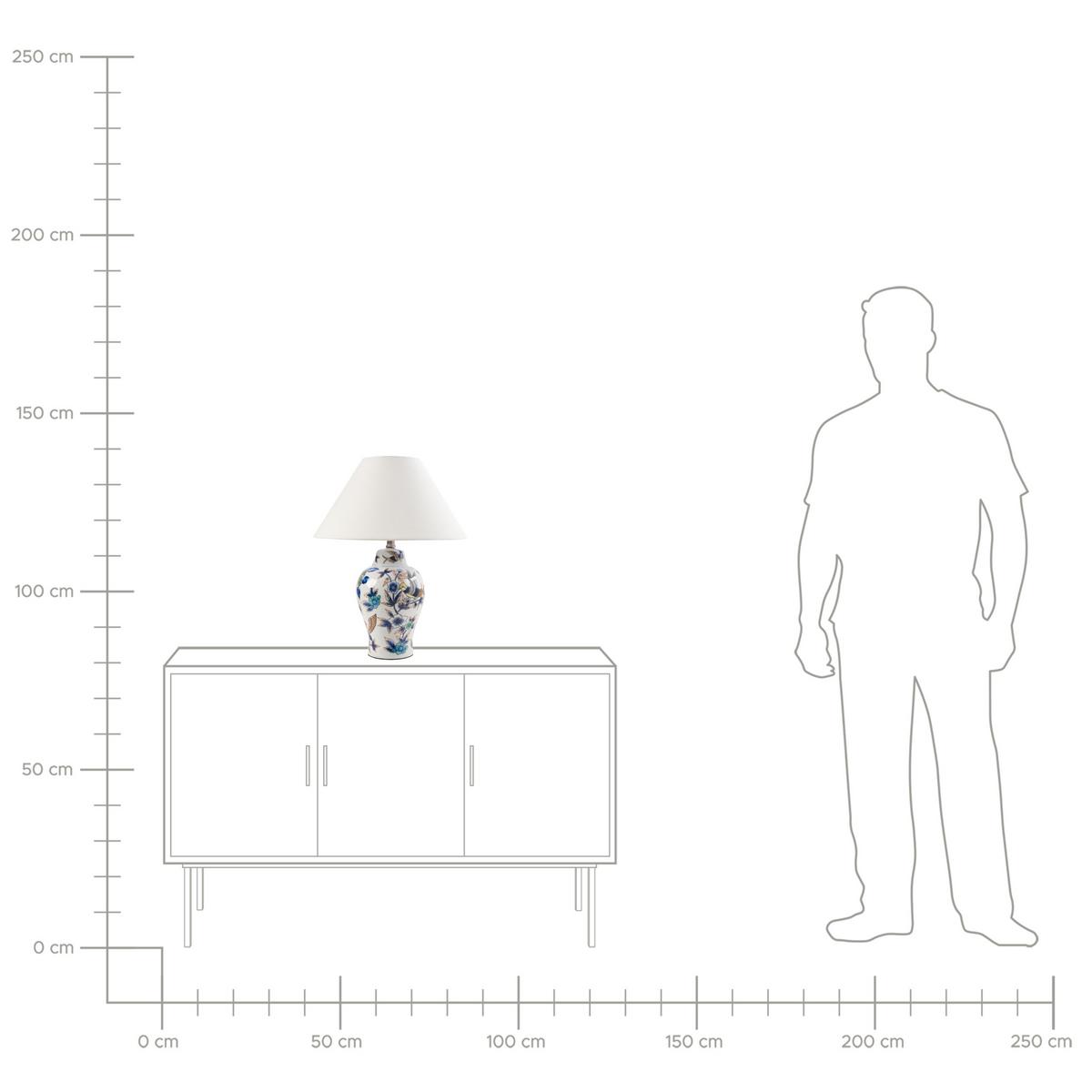 TISCHLAMPE Porzellan Weiß/Blau Moraca - Blau/Weiß, Keramik (40/40/53cm) - Beliani