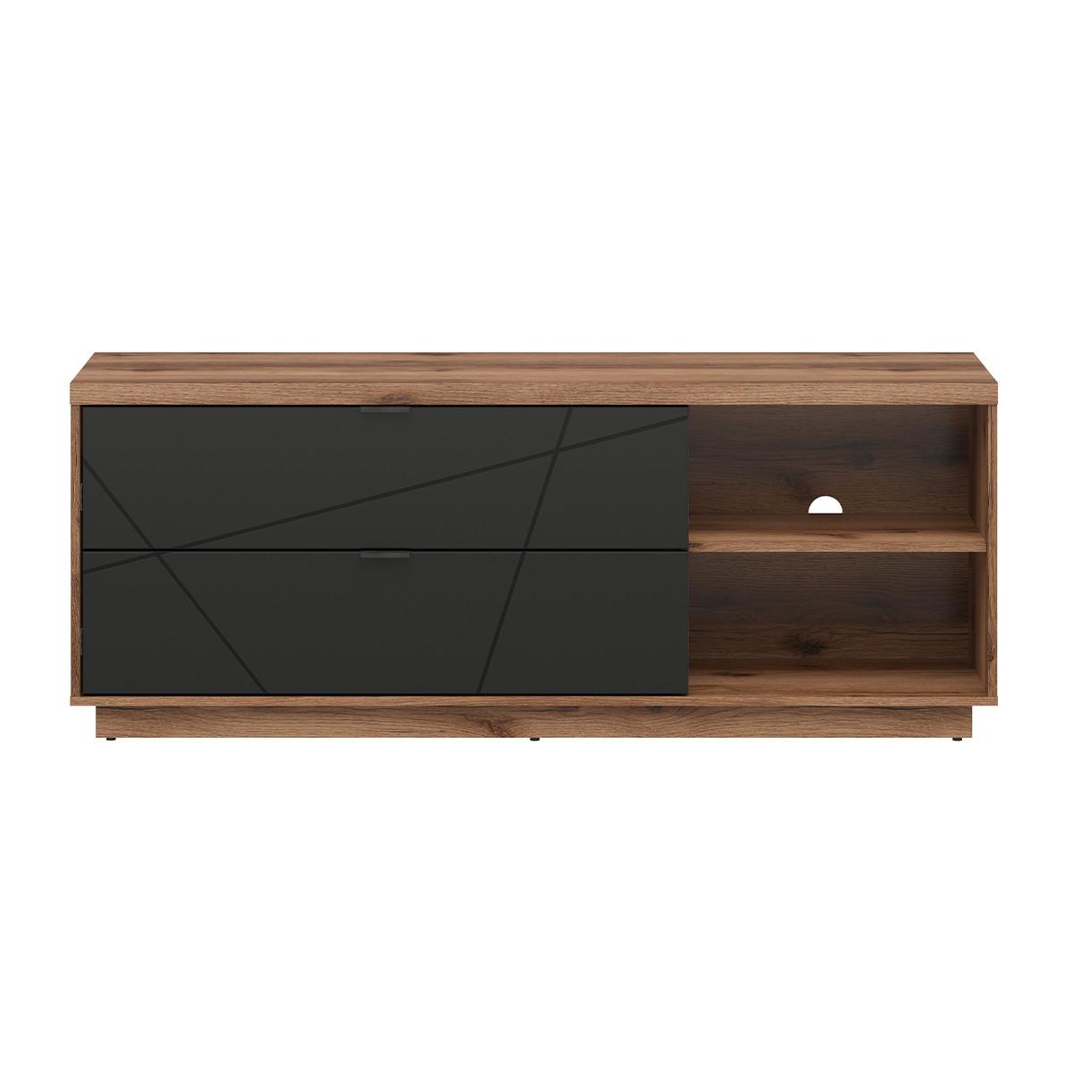 TV-MÖBEL Sven Schwarz und Holz - Schwarz, Holzwerkstoff (156/61/43cm) - Petits-meubles