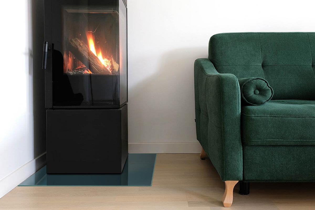 GLASPLATTE für Kamin 50x50 cm - Türkis, Glas (50/50/0.4cm) - TULUP