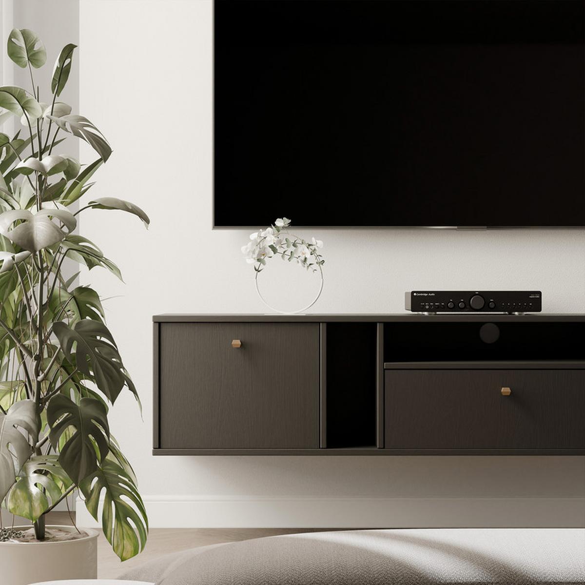 TV-LOWBOARD FLOW 180 cm, Schwarz - Schwarz, Holzwerkstoff/Metall (180/48.5/40.5cm) - Idohome