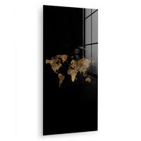 ACRYLGLASBILD Weltkarte - Gold - Luxus - Erde - Schwarz 60x120 cm - Goldfarben, Glas (60/120cm) - MuchoWow