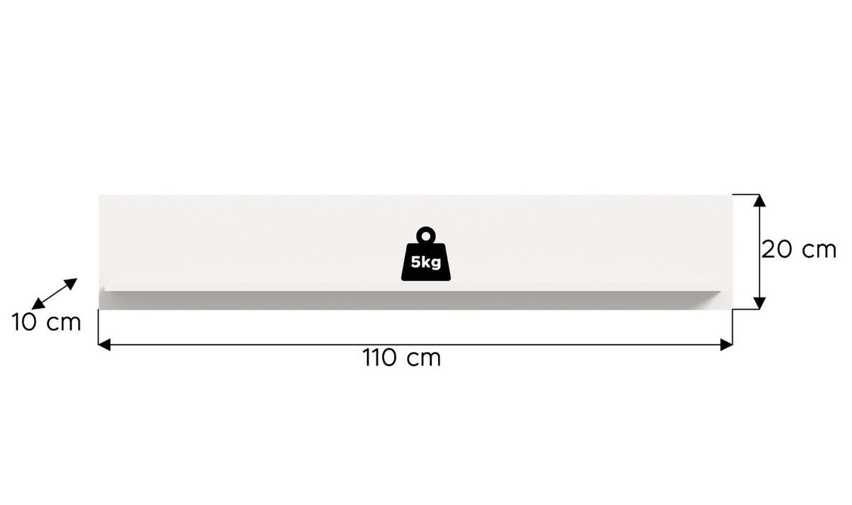 WANDBOARD weiß, Wandregal 110 cm - Weiß, Holzwerkstoff (110/20/15cm) - Inn.Furn