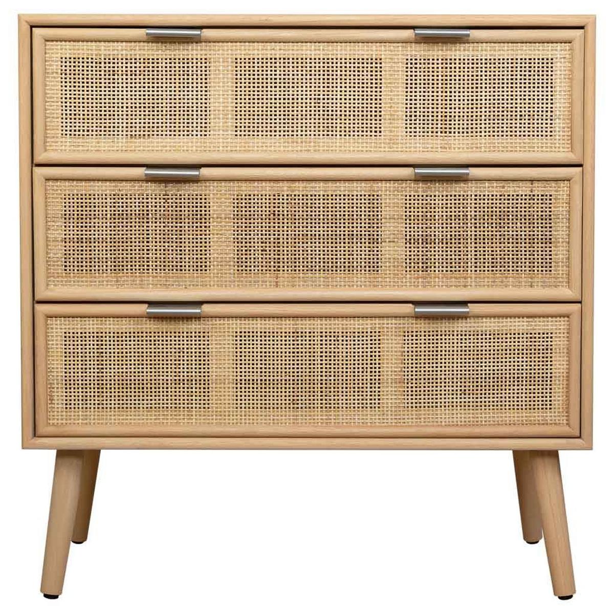 KOMMODE aus MDF und Rattan und Gitter, braun, 75x35x78cm - Braun, Holzwerkstoff (75/78/35cm) - Wanderlust