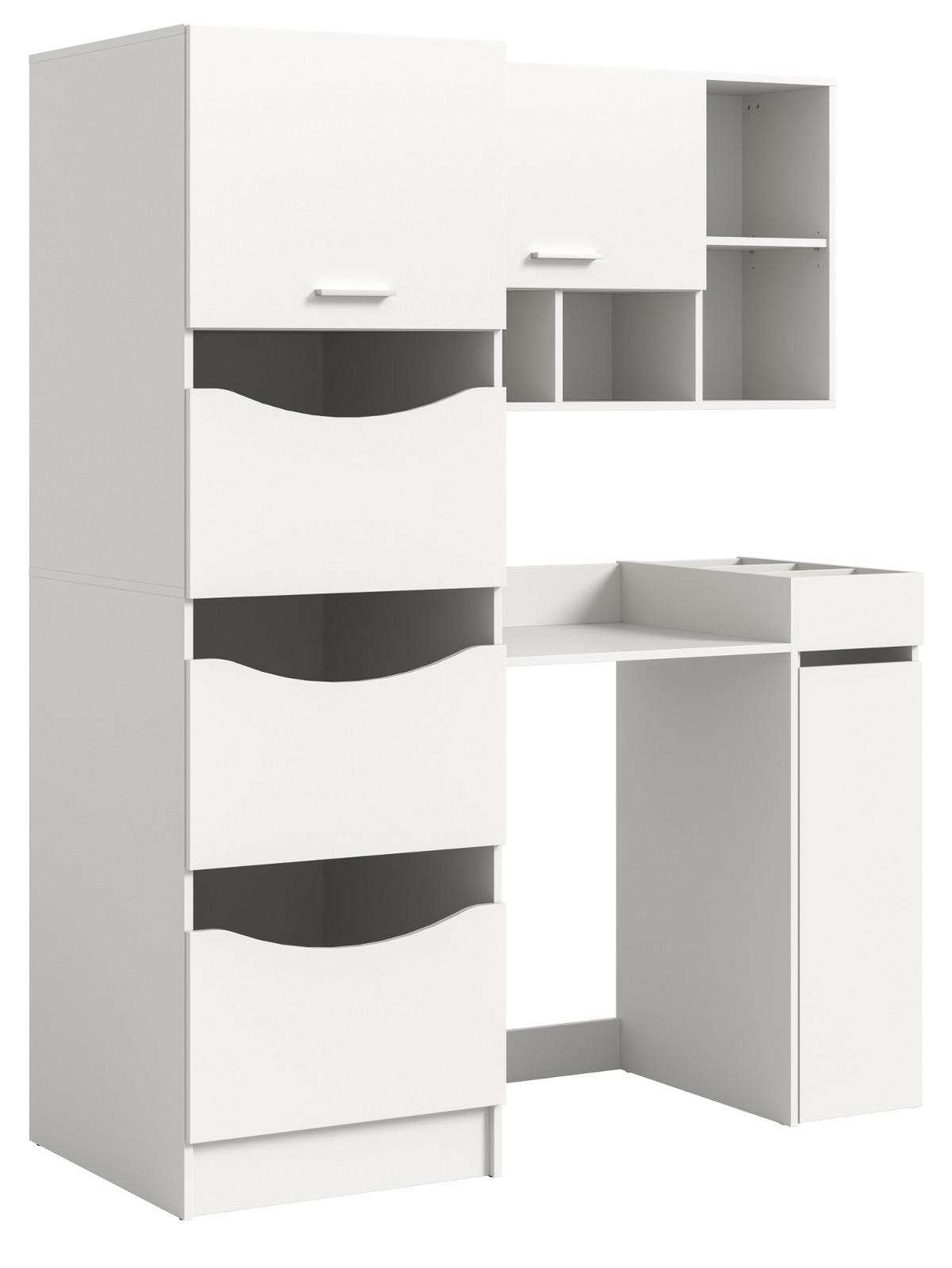 WASCHMASCHINENSCHRANK weiß Set 4-teilig, Waschmaschinenumbau 155 cm mit viel Stauraum - Silberfarben/Weiß, Glas/Holzwerkstoff (155/196/68cm) - Inn.Furn