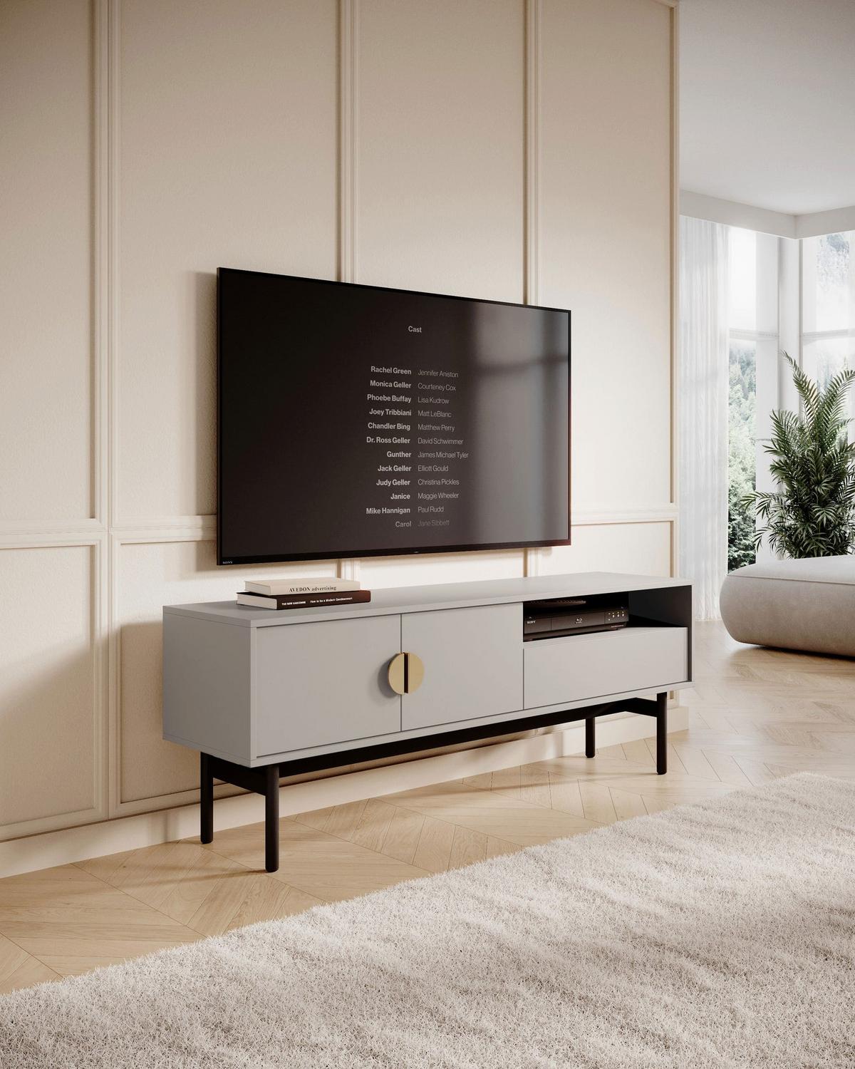 TV-LOWBOARD Stoon II TAUPE 154 CM - Taupe/Goldfarben, Holzwerkstoff/Metall (154/57/38cm) - Selsey