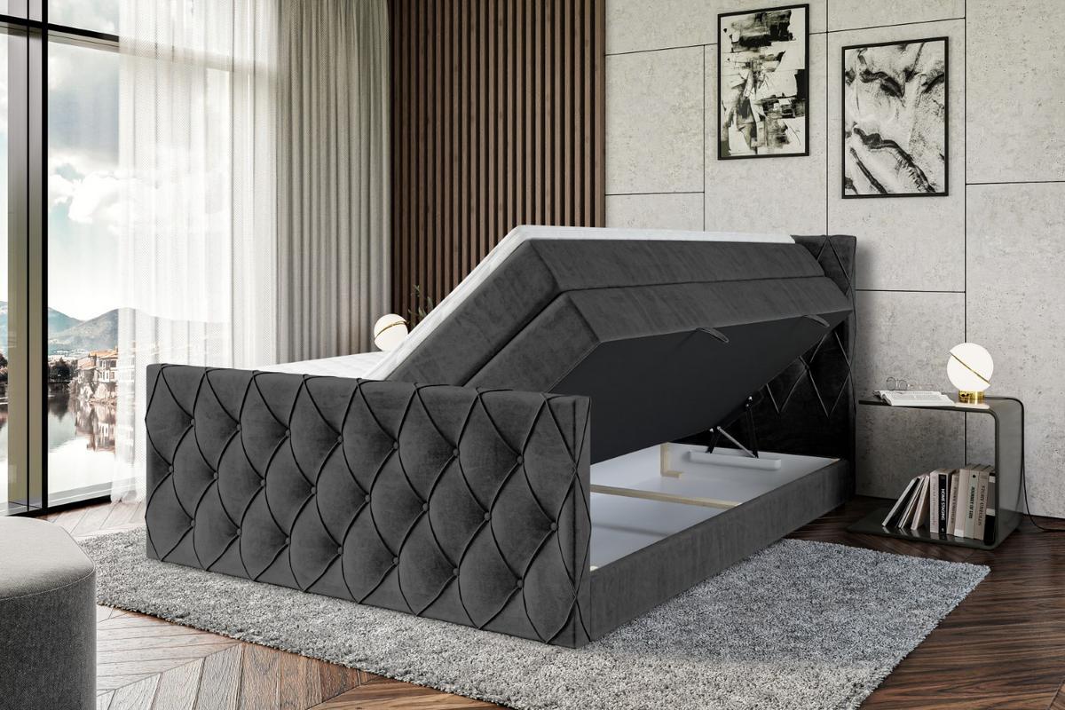 BOXSPRINGBETT AMAY-Z KING - 140x200 - H3/H4 - Schwarz - Schwarz, Holzwerkstoff (140/200cm) - ALTDECOR