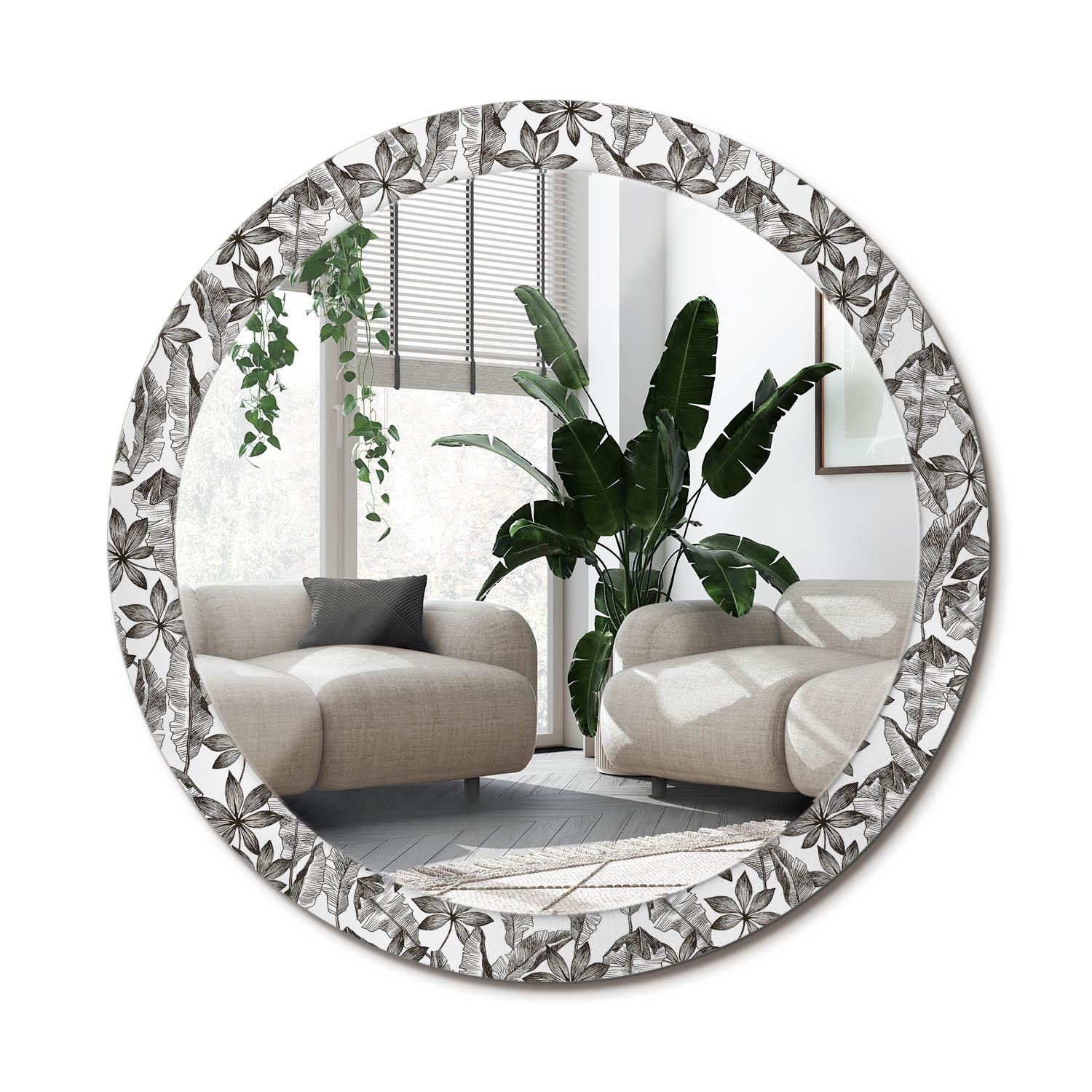 SPIEGEL Rund Ø 90 cm mit Aufdruck - Schwarz, Glas (90/90/0.4cm) - Wallfluent