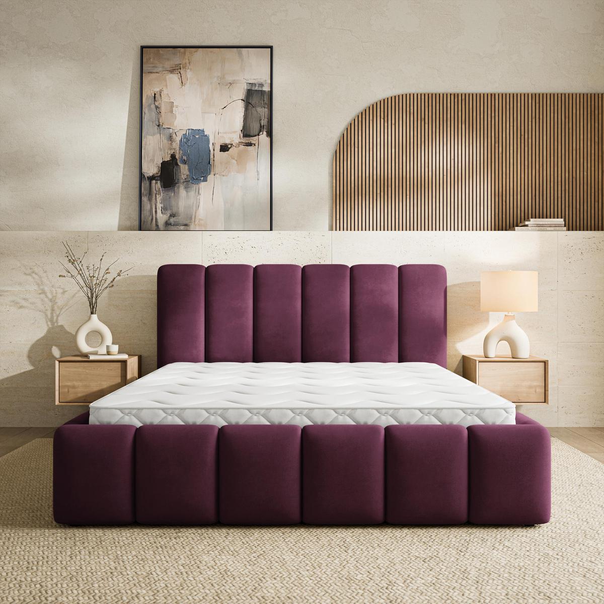 POLSTERBETT RANIS 160x200 cm mit Bettkästen - Violet - Violett, Holz/Textil (160/200cm) - MASSENO