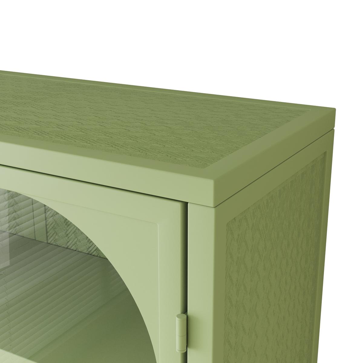 WANDSCHRANK Metall & Glas 2 Türen mit 3 Ebenen & Webmuster Grün 70cm - Grün, Metall (70/60/23cm) - Urban Meuble
