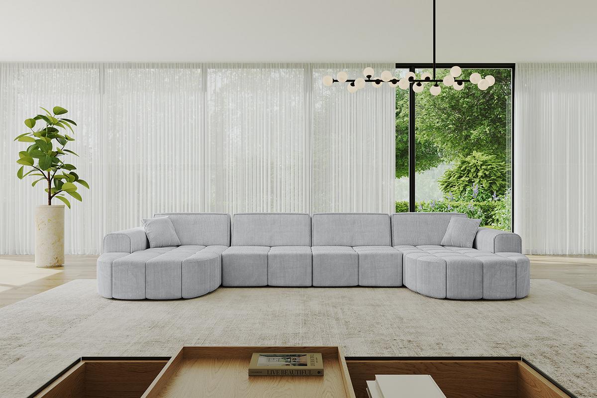 WOHNLANDSCHAFT LIVO-U2 - 400x173x79,5 cm Grau - Grau, Holzwerkstoff/Textil (400/79/173cm) - ALTDECOR