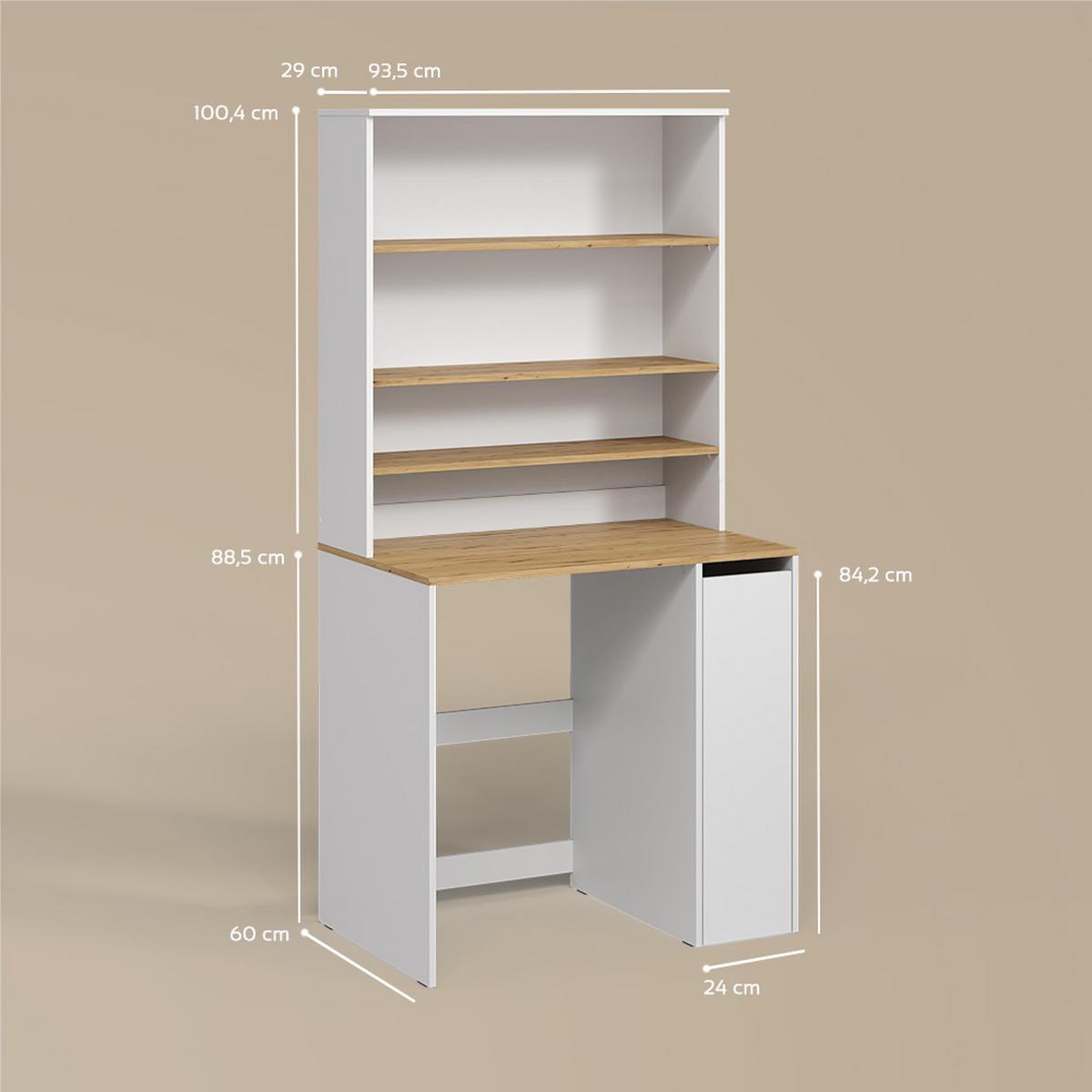 WASCHMASCHINENSCHRANK Paolina Weiß/Artisan 93.6 x 88.2 cm 2 Teile mit Schrank und Regal - Weiß/Eiche Artisan, Holzwerkstoff (93.6/88.2/60cm) - Livinity®