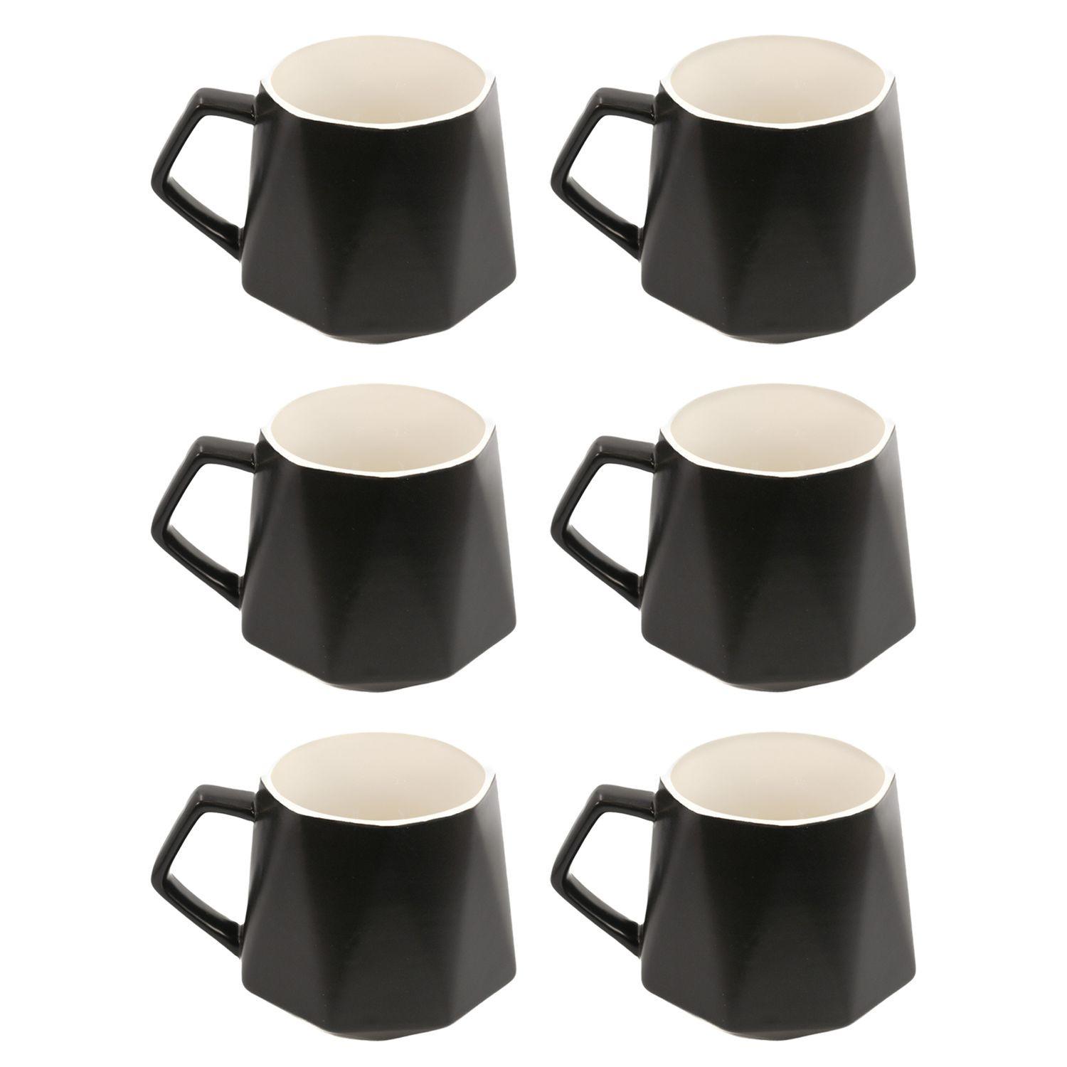 TEETASSE in Feinschliff Optik 350 ml (6-tlg.) - Schwarz, Keramik (0.35L) - Intirilife