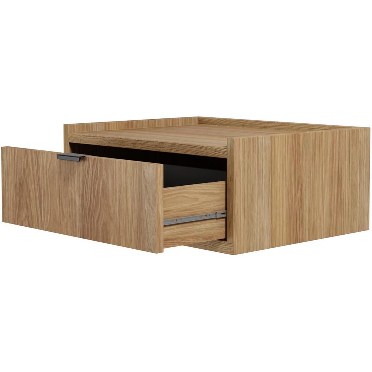 NACHTTISCH Evron mit 1 Schublade, Hängender, Hikora Eiche - Eichefarben/Schwarz, Holzwerkstoff/Metall (40/21/40cm) - Beautysofa