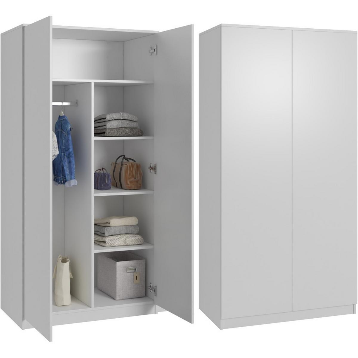 DREHTÜRENSCHRANK Classic mit 2 Türen, ohne Schubladen, 90 cm, Weiß - Weiß, Textil (90/180/50cm) - Beautysofa