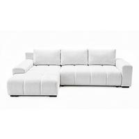 ECKSOFA Ovia mit Bettkasten und Schlaffunktion, Bouclé-Stoff in L-Form - Weiß, Textil (270/185cm)