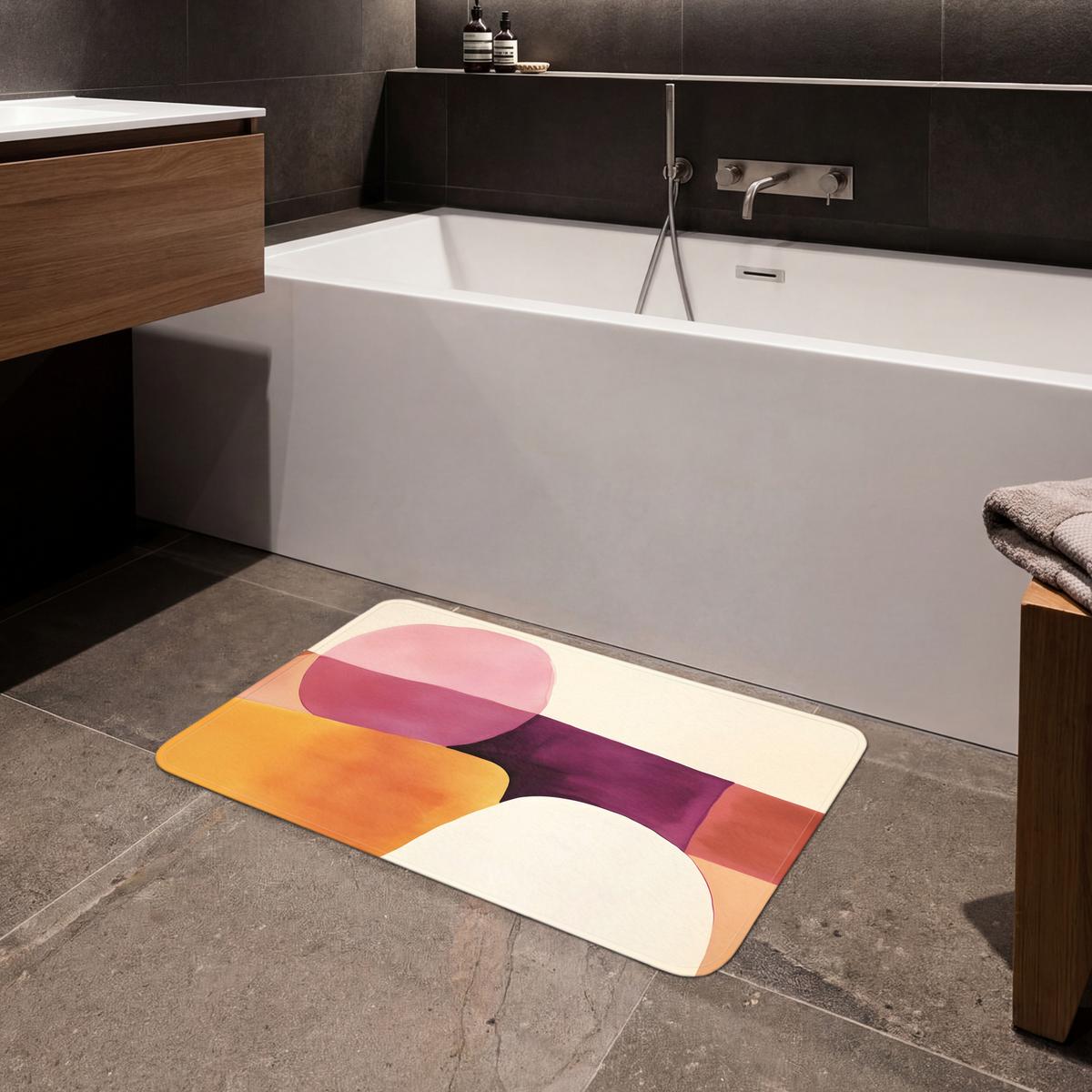 BADEMATTE Formen - Abstrakt - Farbenfroh 80x50 cm - Terracotta, Textil (80/50cm) - OnlyWow