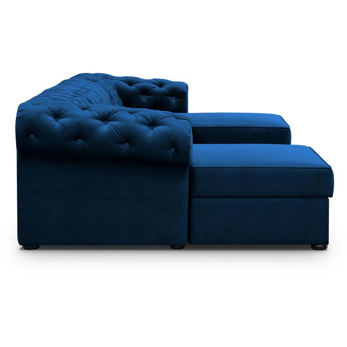 WOHNLANDSCHAFT Chester im Chesterfield-Stil, Dunkelblau - Schwarz/Dunkelblau, Textil (348/81/174cm) - Beautysofa