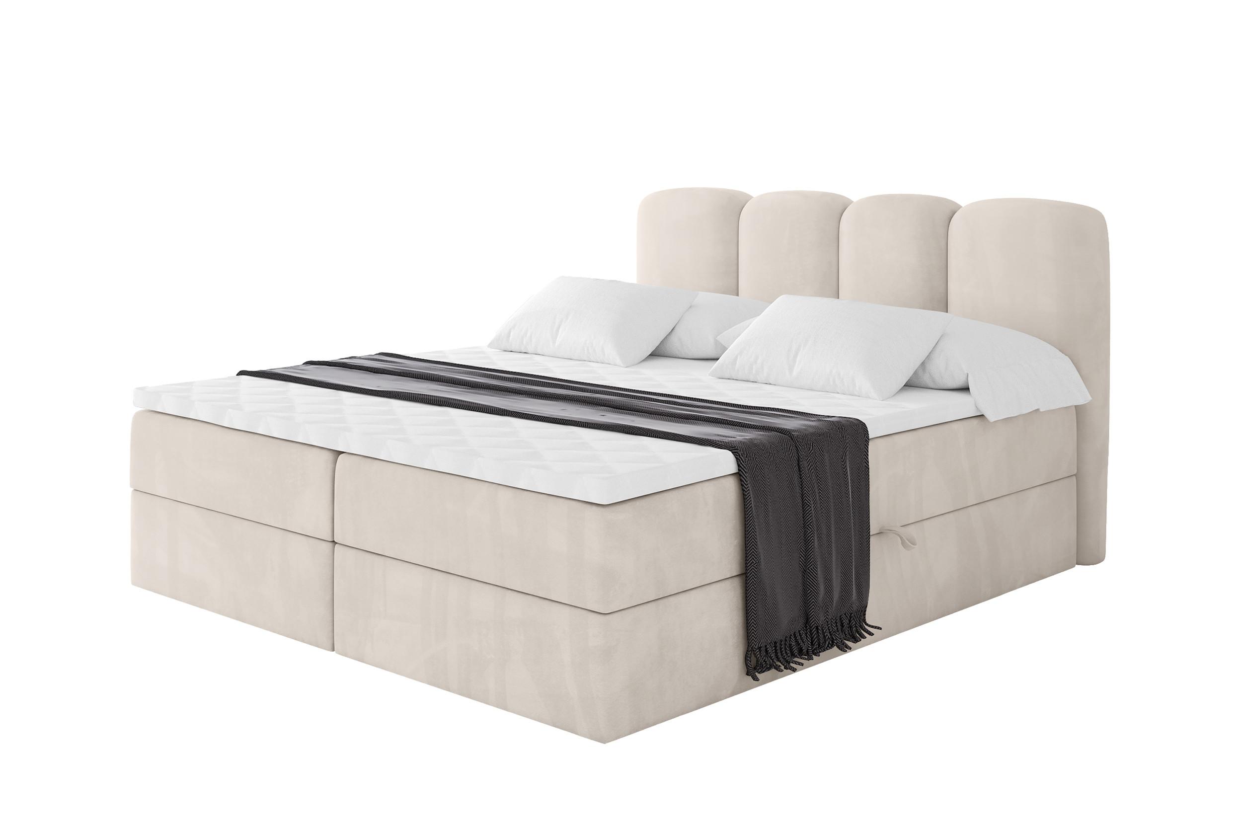 BOXBETT mit Matratze H3 - NINA - 200x200 cm - Beige - Champagner, Holzwerkstoff (200/200cm) - ALTDECOR