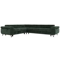 ECKSOFA NORDEN L - Dunkelgrün Cord - Rechts Seite - Dunkelgrün/Schwarz, Textil/Metall (329/269cm) - MKS