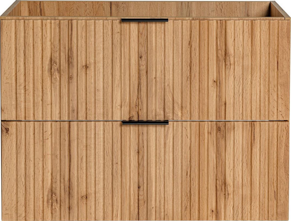 WASCHBECKENUNTERSCHRANK Niva hängend mit Rillenfronten in Eiche Braun, 60/57/46 cm - Eiche Wotan/Multicolor, Holzwerkstoff/Kunststoff (60/57/46cm) - WFL GROUP