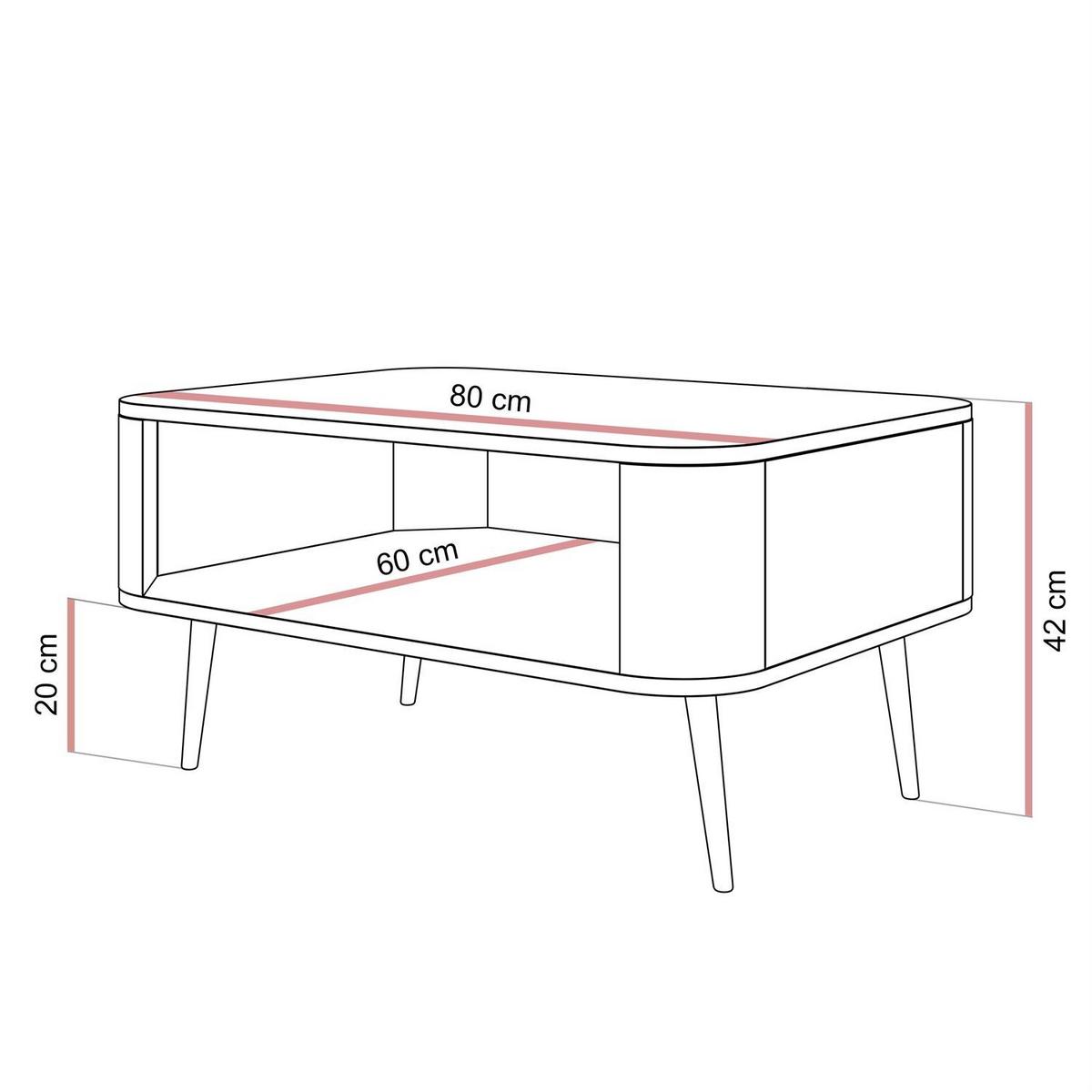 COUCHTISCH SHADOW mit Ablage unter der Tischplatte - Schwarz, Holzwerkstoff (60/80/42cm) - Lookway